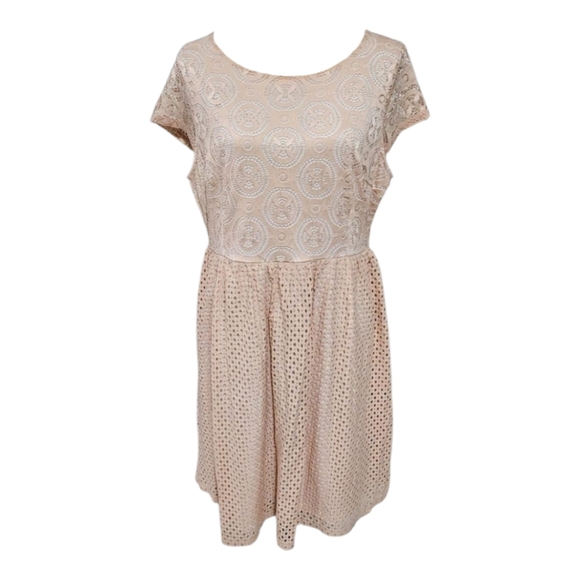 Candalite pale pink lace overlay‎ fit n flare party dress size XL NEW!! - Picture 1 of 8